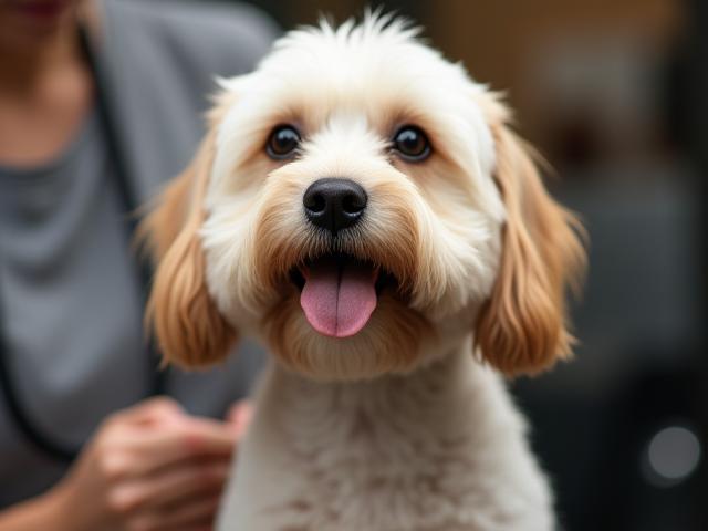 Dog getting a haircut